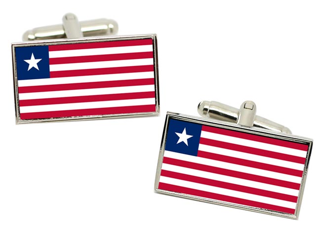 Liberia Flag Cufflinks in Chrome Box