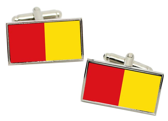 Liège-ville (Belgium) Flag Cufflinks in Chrome Box