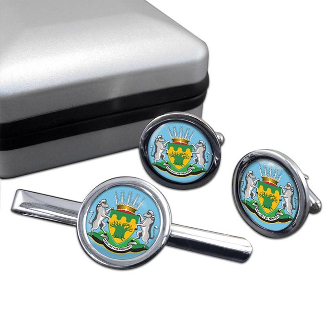 Limpopo (South Africa) Round Cufflink and Tie Clip Set