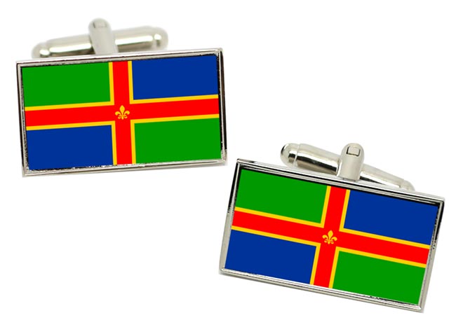 Lincolnshire (England) Flag Cufflinks in Chrome Box