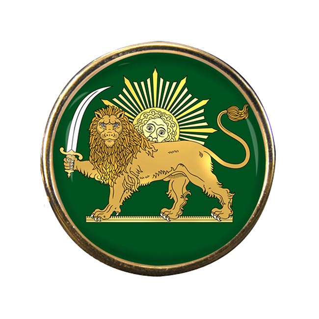 Lion and the Sun Iran Round Pin Badge