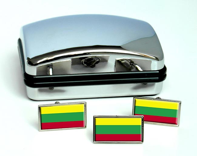 Lithuania Lietuva Flag Cufflink and Tie Pin Set