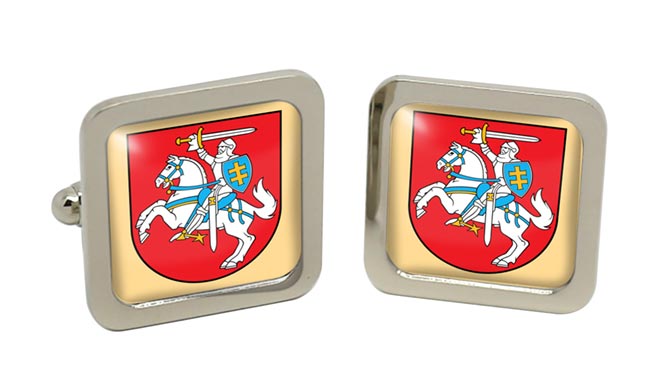 Lithuania Square Cufflinks in Chrome Box