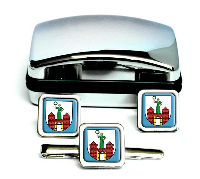 Magdeburg (Germany) Square Cufflink and Tie Clip Set