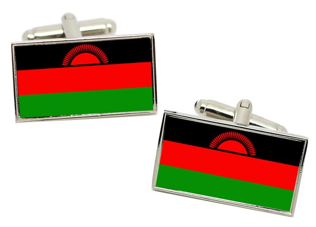 Malawi Flag Cufflinks in Chrome Box