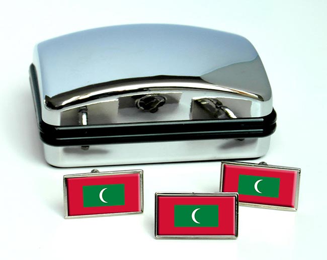 Maldives Flag Cufflink and Tie Pin Set