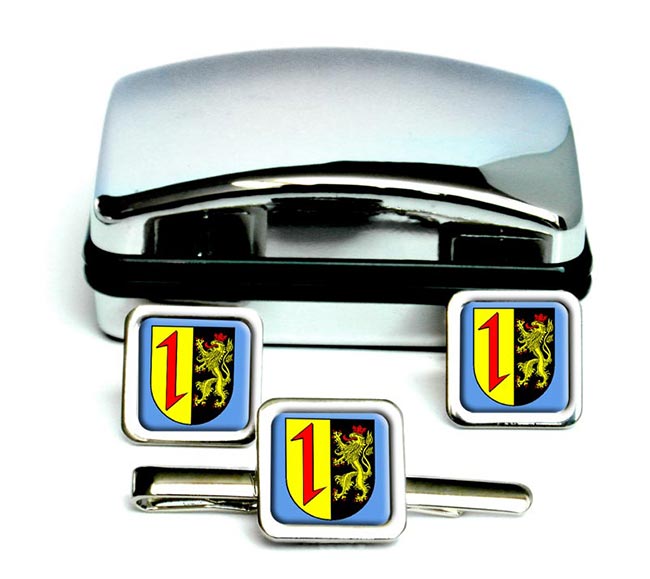 Mannheim (Germany) Square Cufflink and Tie Clip Set