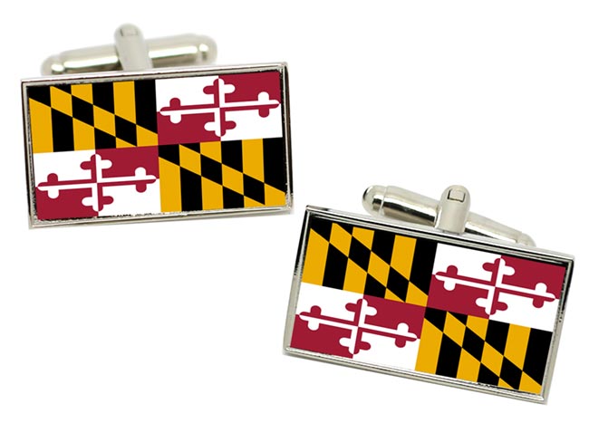 Maryland USA Flag Cufflinks in Chrome Box