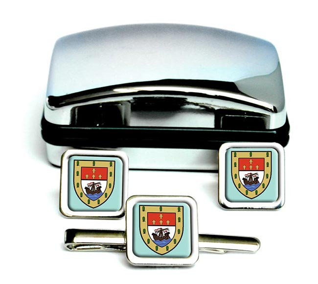 County Mayo (Ireland) Square Cufflink and Tie Clip Set