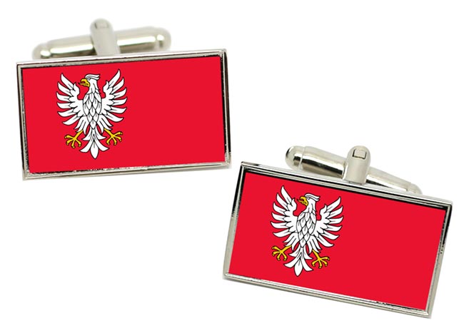 Mazowieckie (Poland) Flag Cufflinks in Chrome Box