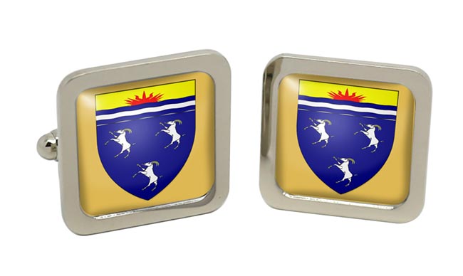 Merionethshire (Wales) Square Cufflinks in Chrome Box