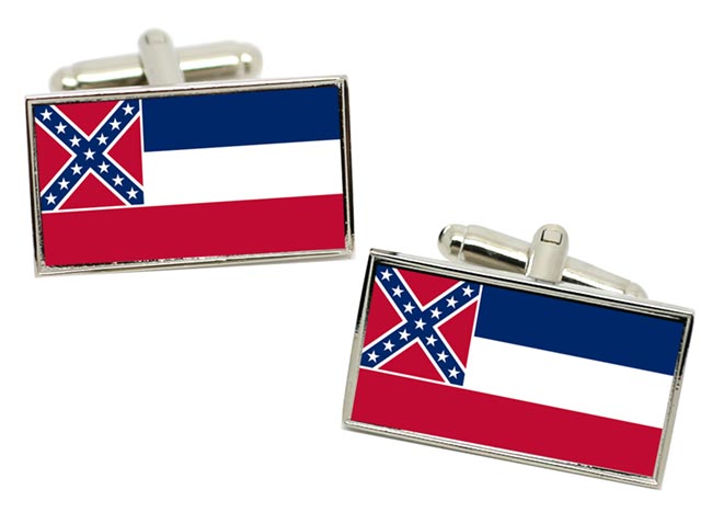 Mississippi USA Flag Cufflinks in Chrome Box