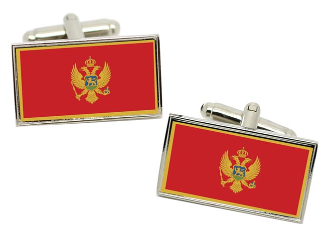 Montenegro Crna Gora Flag Cufflinks in Chrome Box