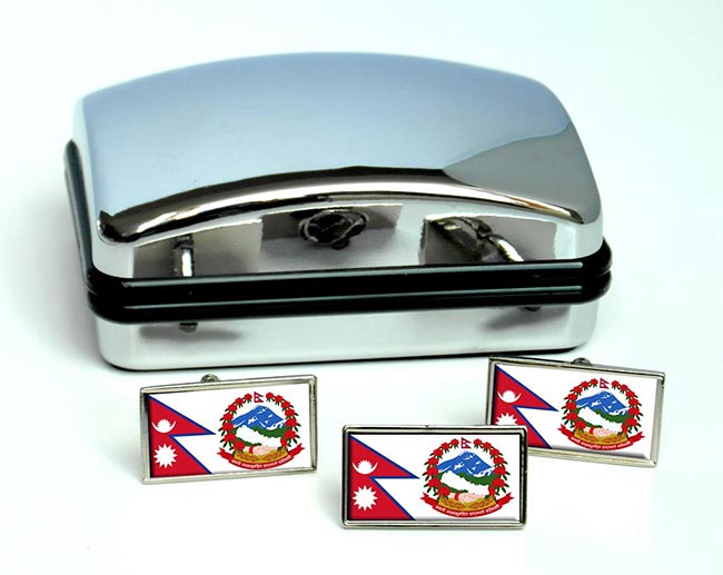 Nepal Flag Cufflink and Tie Pin Set