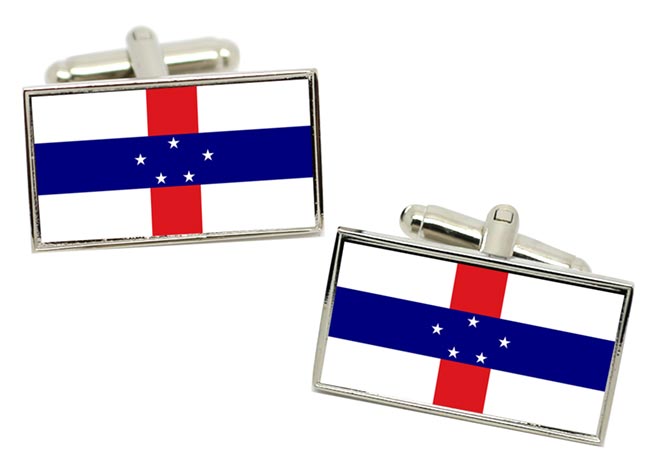 Netherlands Antilles Flag Cufflinks in Chrome Box