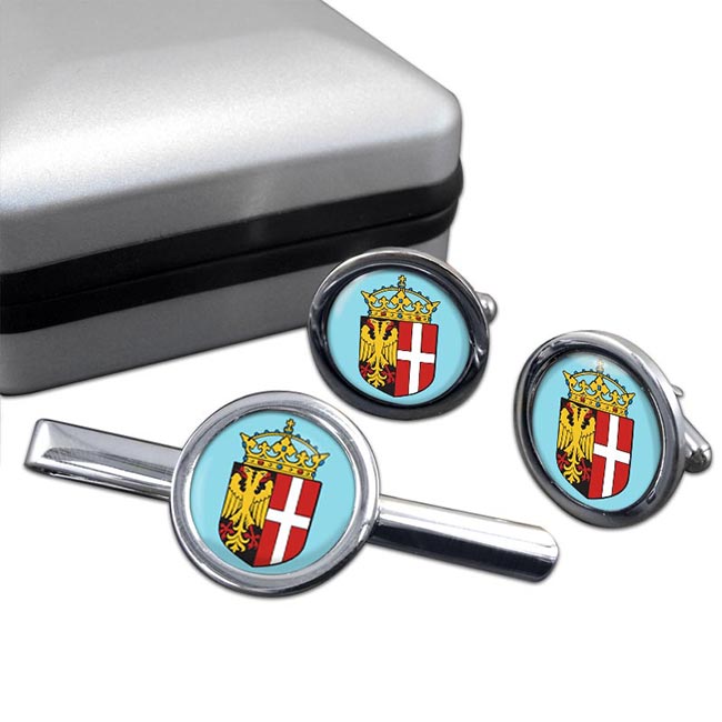 UK Gift Shop Neuss (Germany) Round Cufflink and Tie Clip Set