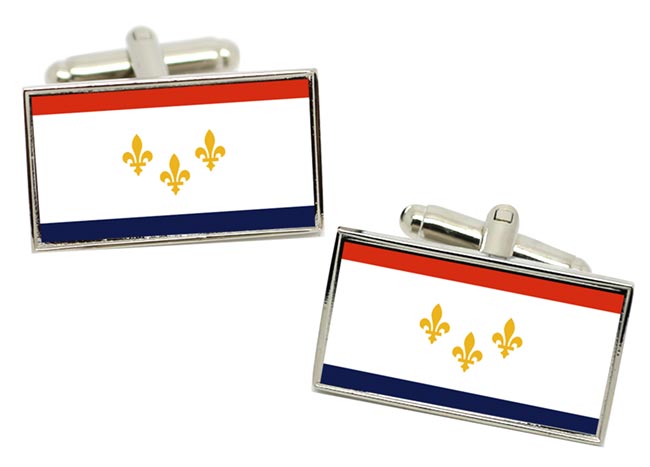 New Orleans LA (USA) Flag Cufflinks in Chrome Box