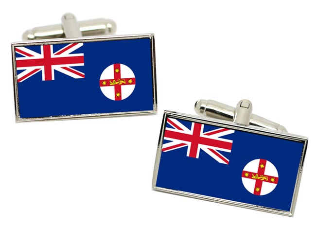 New South Wales, Australia Flag Cufflinks in Chrome Box