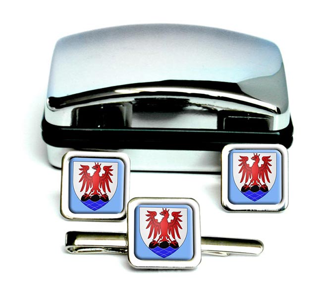 Nice (France) Square Cufflink and Tie Clip Set