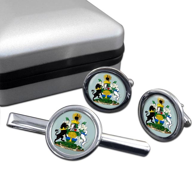 Nottinghamshire (England) Round Cufflink and Tie Clip Set