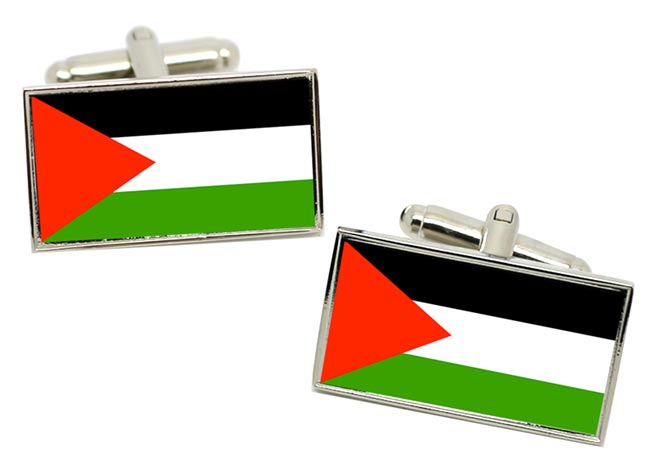 Palestine Flag Cufflinks in Chrome Box