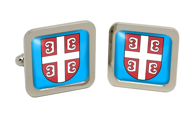 Serbian Cross Square Cufflinks in Chrome Box