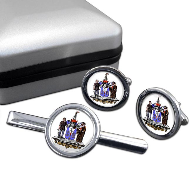 Southend-on-Sea (England) Round Cufflink and Tie Clip Set