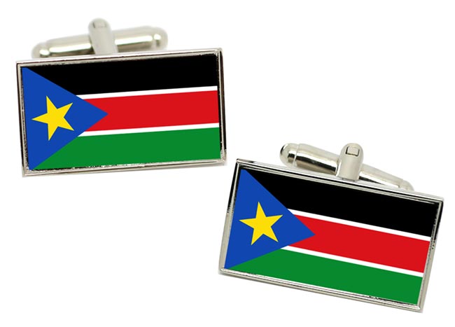 South Sudan Flag Cufflinks in Chrome Box