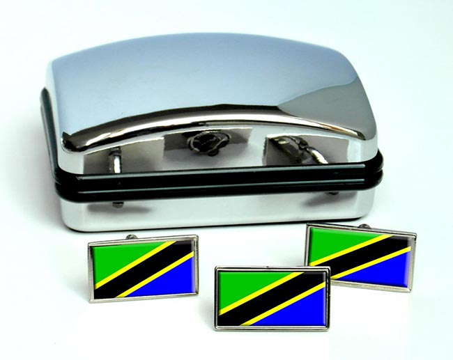 Tanzania Flag Cufflink and Tie Pin Set