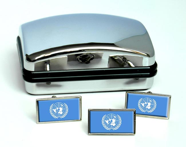 United Nations Flag Cufflink and Tie Pin Set