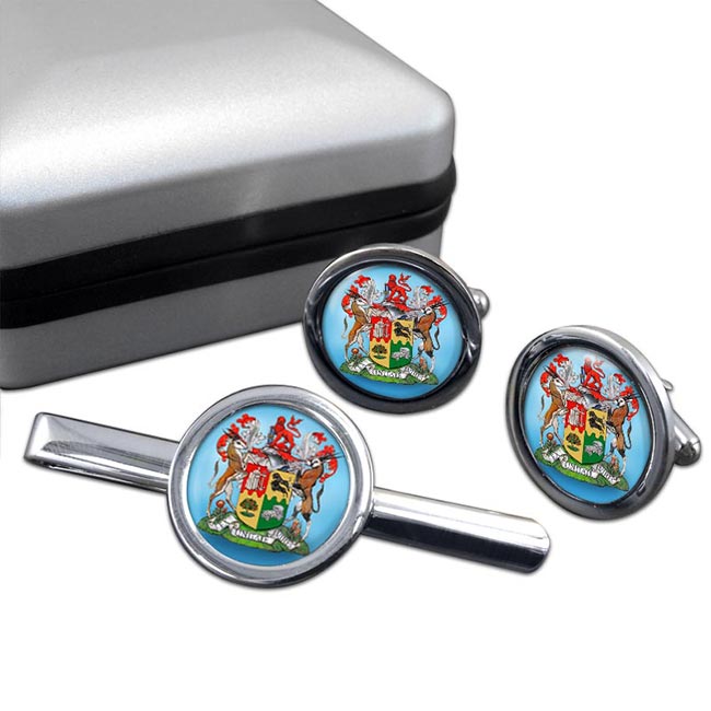 Union of South Africa Round Cufflink and Tie Clip Set