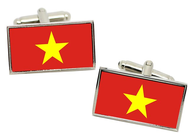 Vietnam Flag Cufflinks in Chrome Box