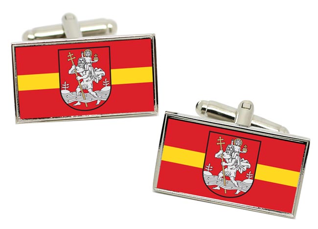 Vilnius (Lithuania) Flag Cufflinks in Chrome Box