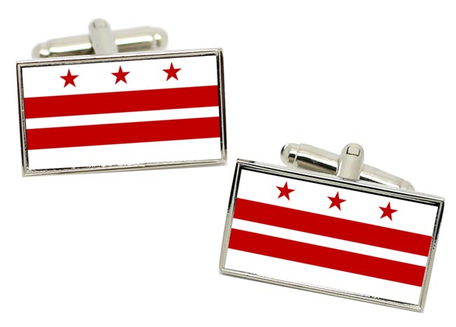 Washington DC (USA) Flag Cufflinks in Chrome Box