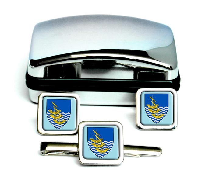 Waterford City (Ireland) Square Cufflink and Tie Clip Set