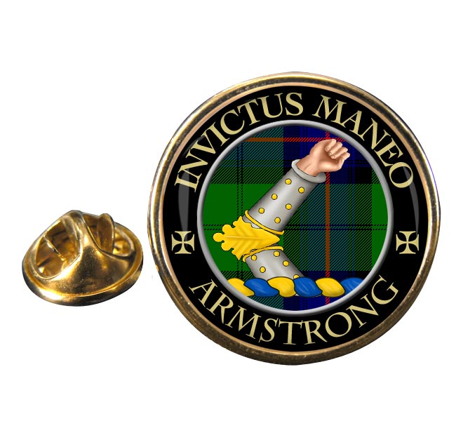 Armstrong Vambraced Scottish Clan Round Pin Badge