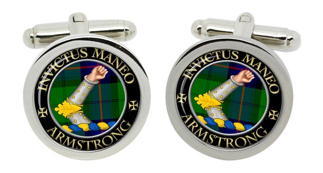 Armstrong Vambraced Scottish Clan Cufflinks in Chrome Box