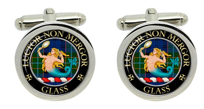 Glass Scottish Clan Cufflinks in Chrome Box