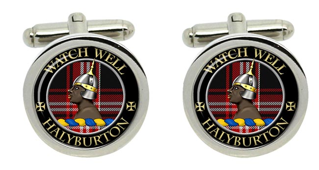 Halyburton Scottish Clan Cufflinks in Chrome Box