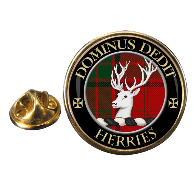 Herries Scottish Clan Round Pin Badge