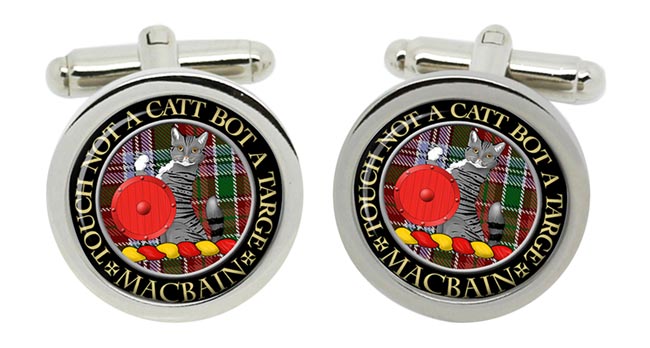 MacBain Scottish Clan Cufflinks in Chrome Box