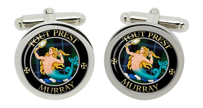 Murray mermaid Scottish Clan Cufflinks in Chrome Box