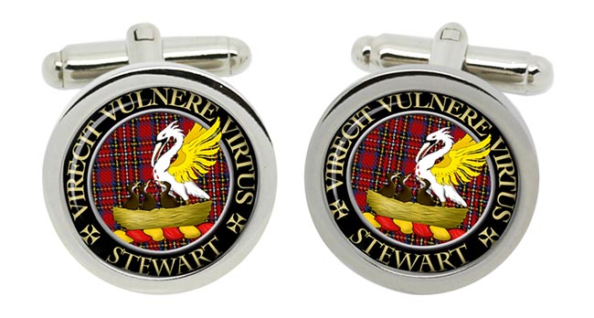 Stewart Scottish Clan Cufflinks in Chrome Box