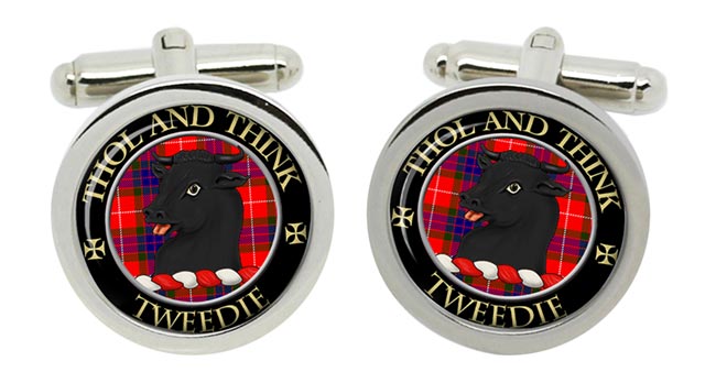 Tweedie Scottish Clan Cufflinks in Chrome Box