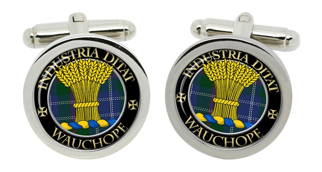 Wauchope Scottish Clan Cufflinks in Chrome Box