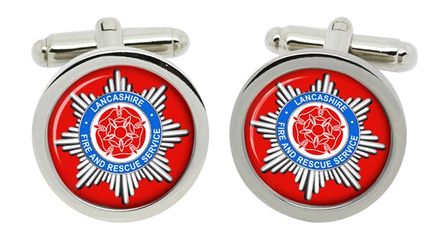 Lancashire Fire and Rescue Service Cufflinks in Chrome Box