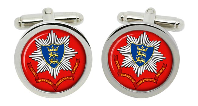 Royal Berkshire Fire and Rescue Cufflinks in Chrome Box