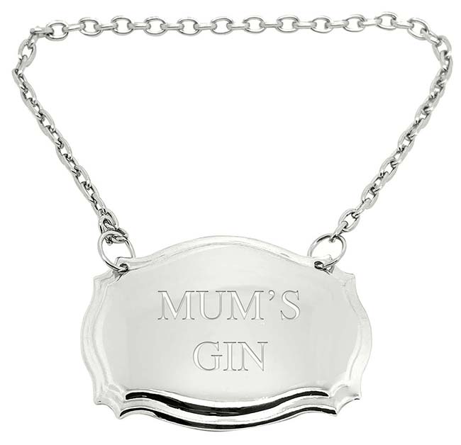 Mum's Gin Engraved Silver Plated Decanter Label