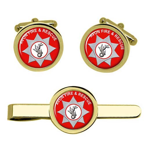 UK Gift Shop Avon Fire and Rescue Service Cufflink and Tie Clip Set