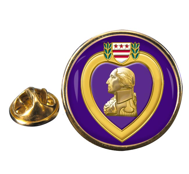 Purple Heart Round Pin Badge